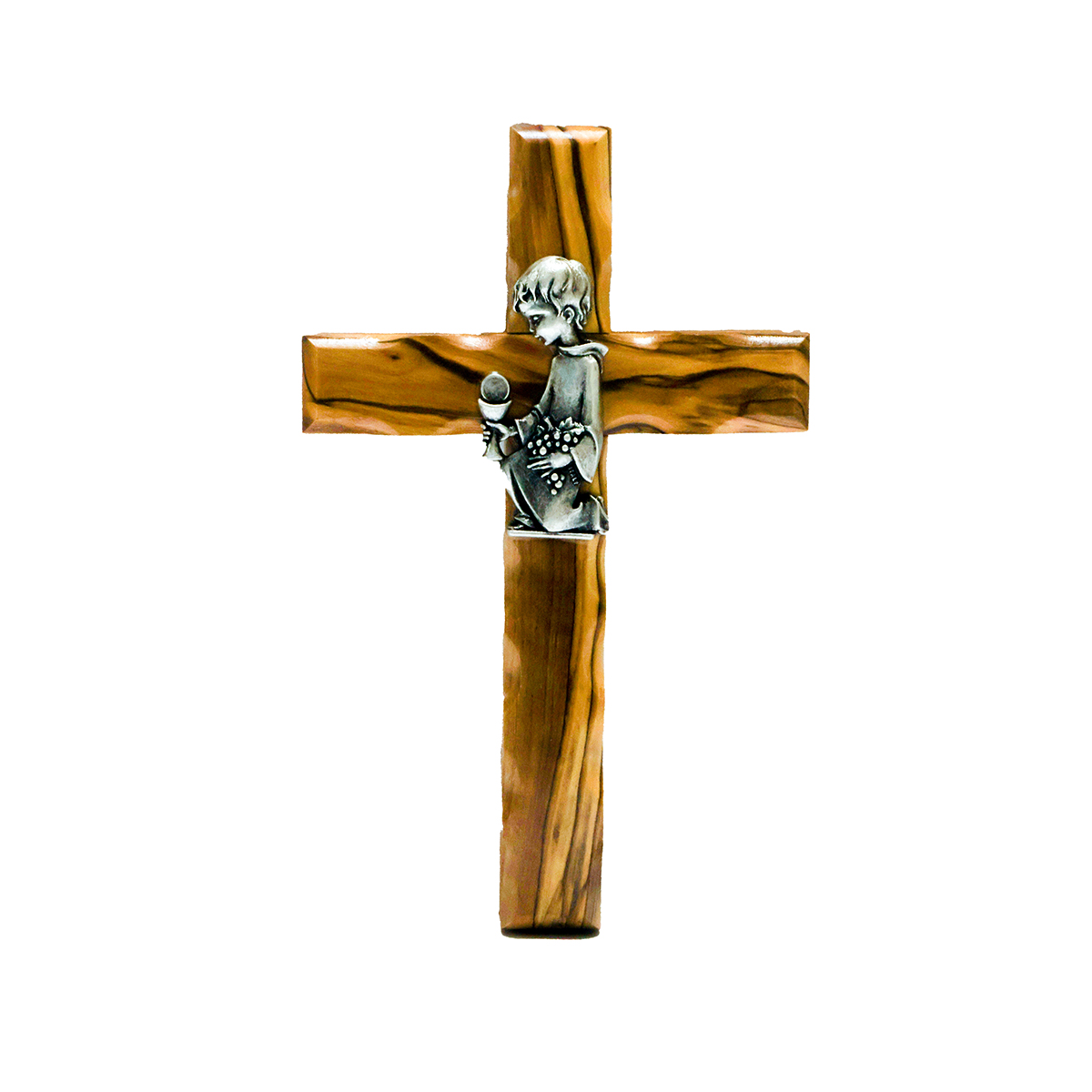 "OWC 025" First Communion Olive Wood Cross for Boys