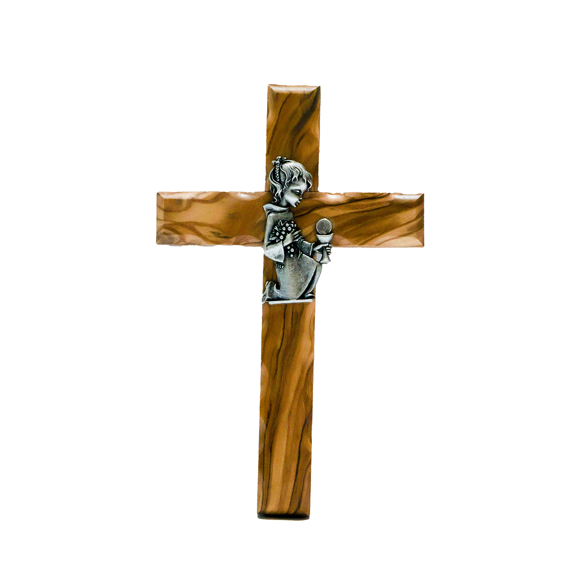 "OWC 024" First Communion Olive Wood Cross for Girls